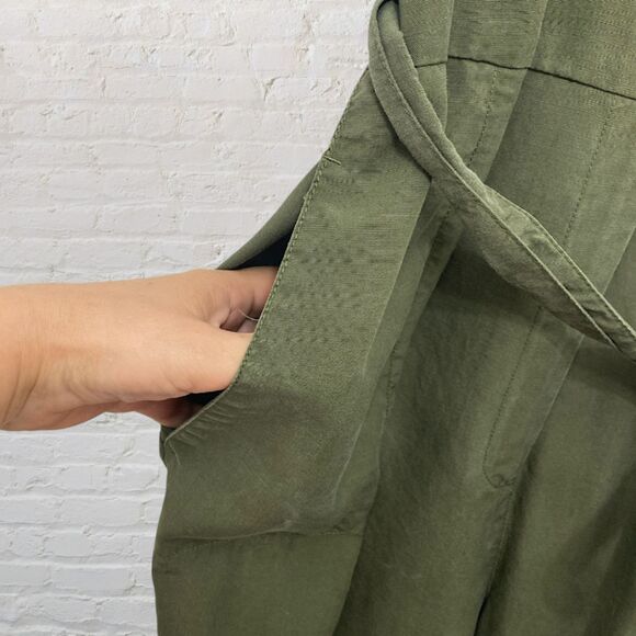 French Connection Olive Tencel Jumpsuit 8 Wrap Tie Military Casual - Picture 9 of 16